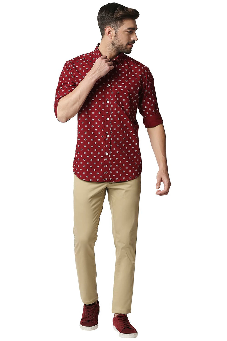 BASICS TAPERED FIT MOJAVE KHAKHI STRETCH TROUSERS