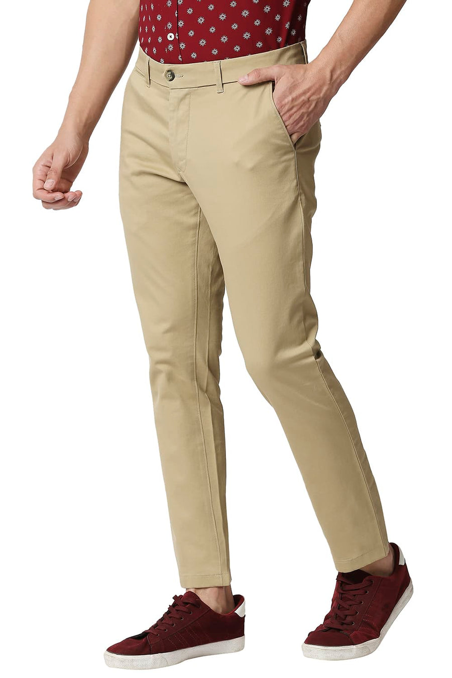 BASICS TAPERED FIT MOJAVE KHAKHI STRETCH TROUSERS