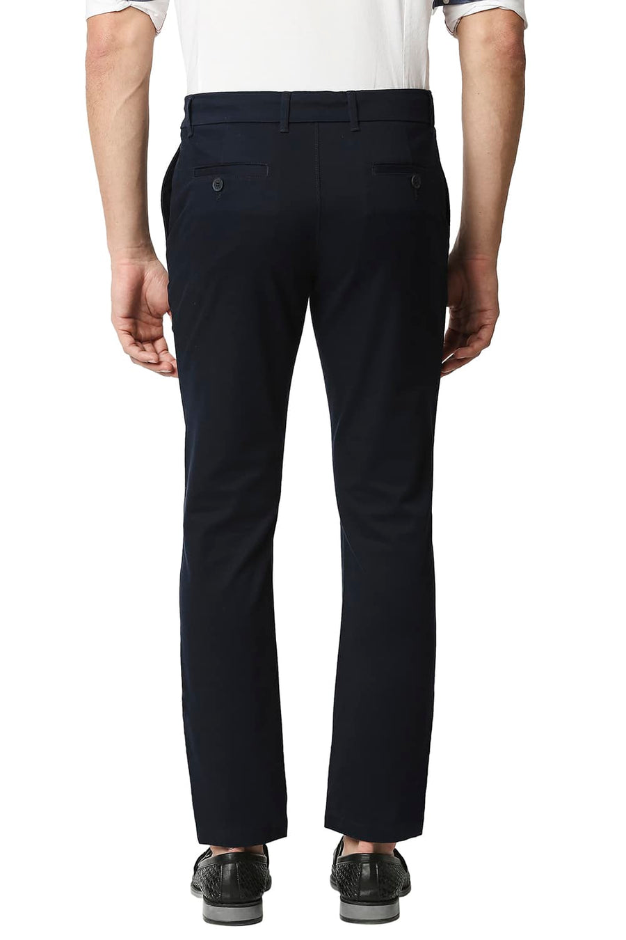 BASICS TAPERED FIT INKWELL NAVY STRETCH TROUSERS