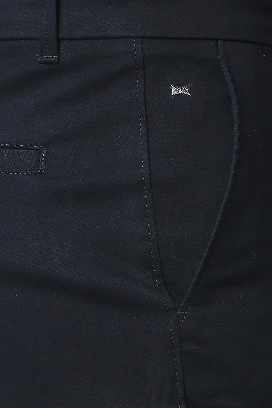 BASICS TAPERED FIT INKWELL NAVY STRETCH TROUSERS