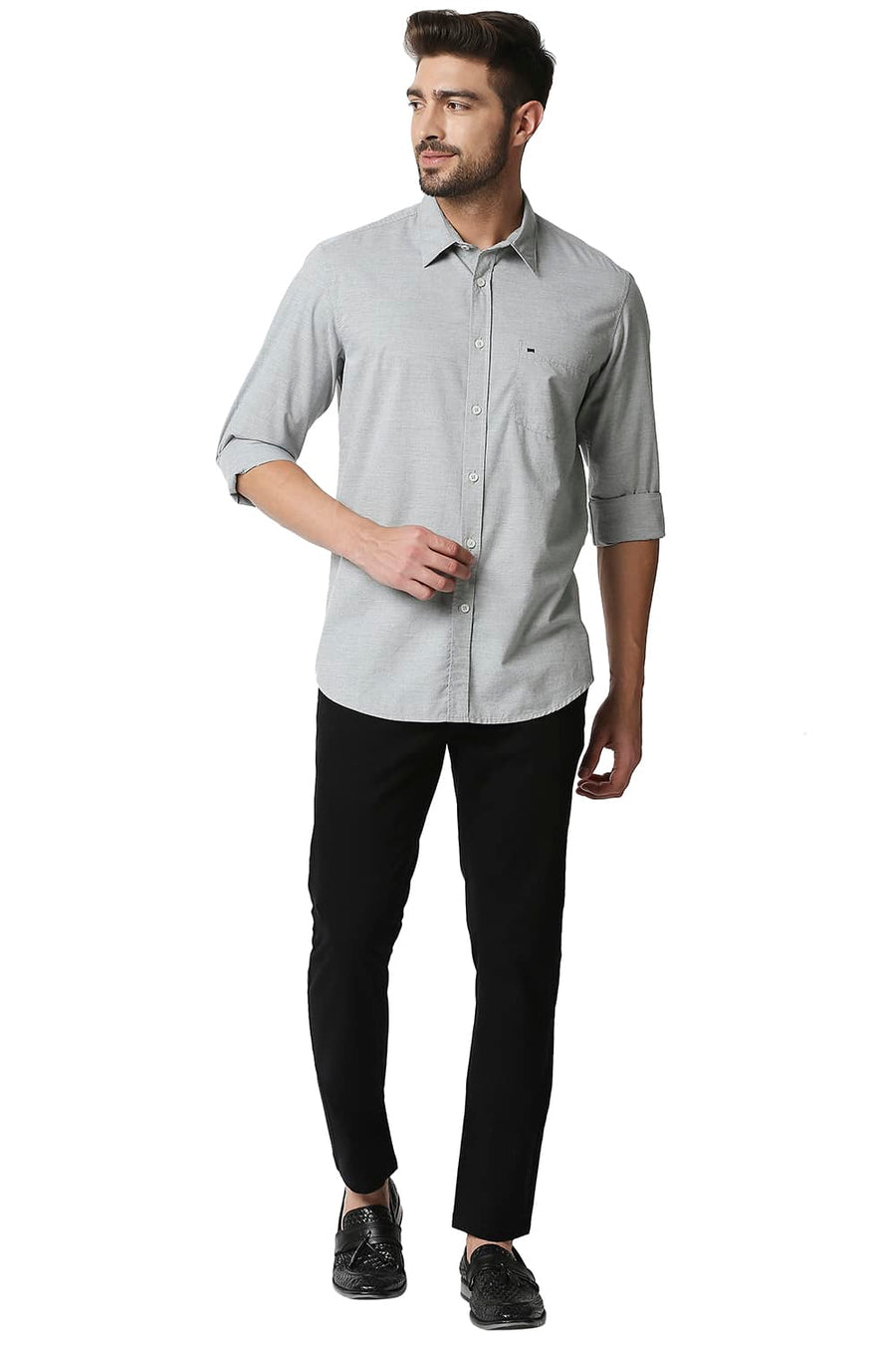 BASICS TAPERED FIT PIRATE BLACK STRETCH TROUSERS