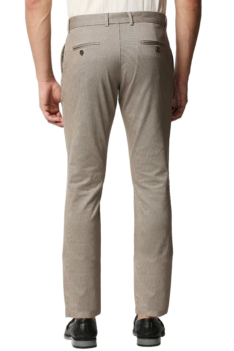 BASICS TAPERED FIT SAGE BROWN STRETCH TROUSERS
