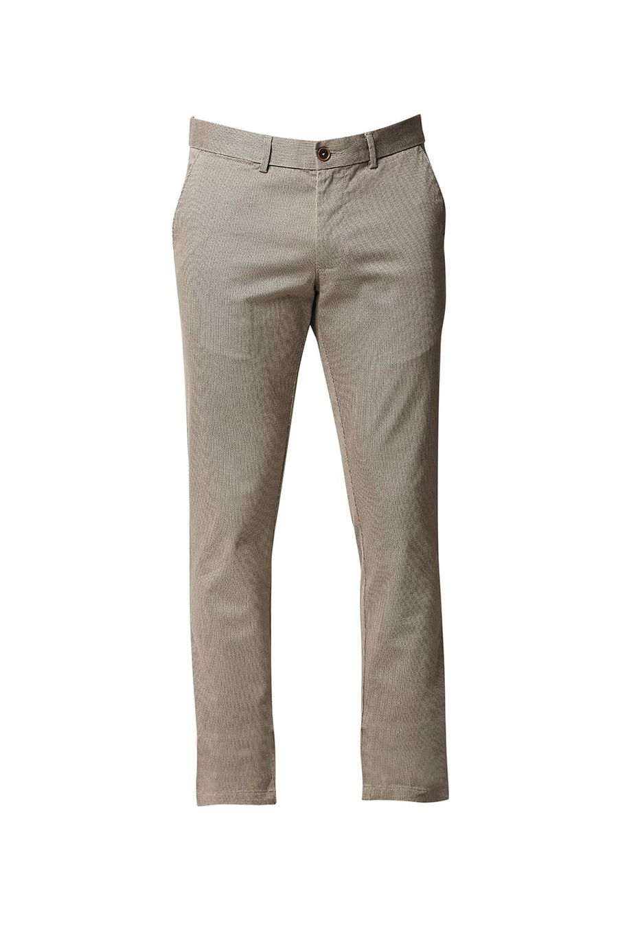 BASICS TAPERED FIT SAGE BROWN STRETCH TROUSERS