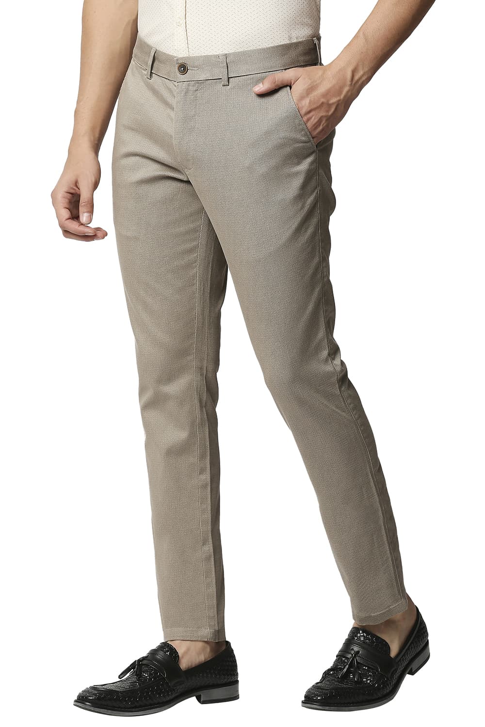 BASICS TAPERED FIT STRETCH TROUSERS