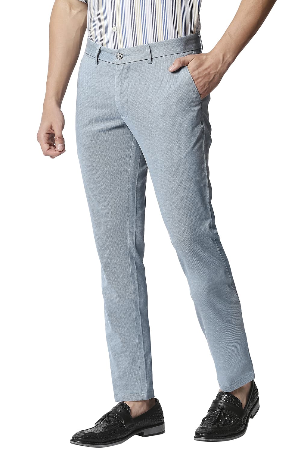 BASICS TAPERED FIT STRETCH TROUSERS