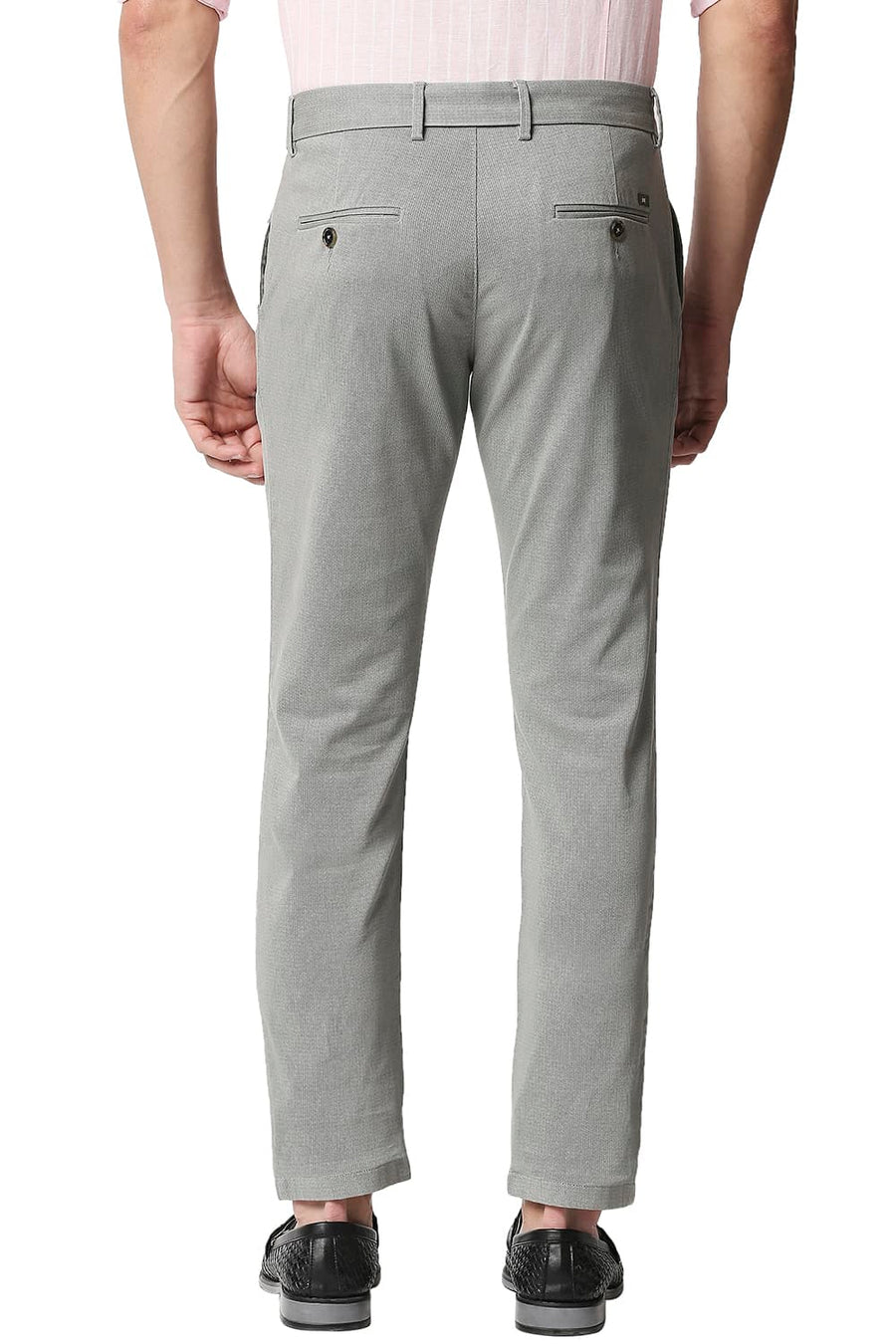 BASICS TAPERED FIT SLATE GREY STRETCH TROUSERS