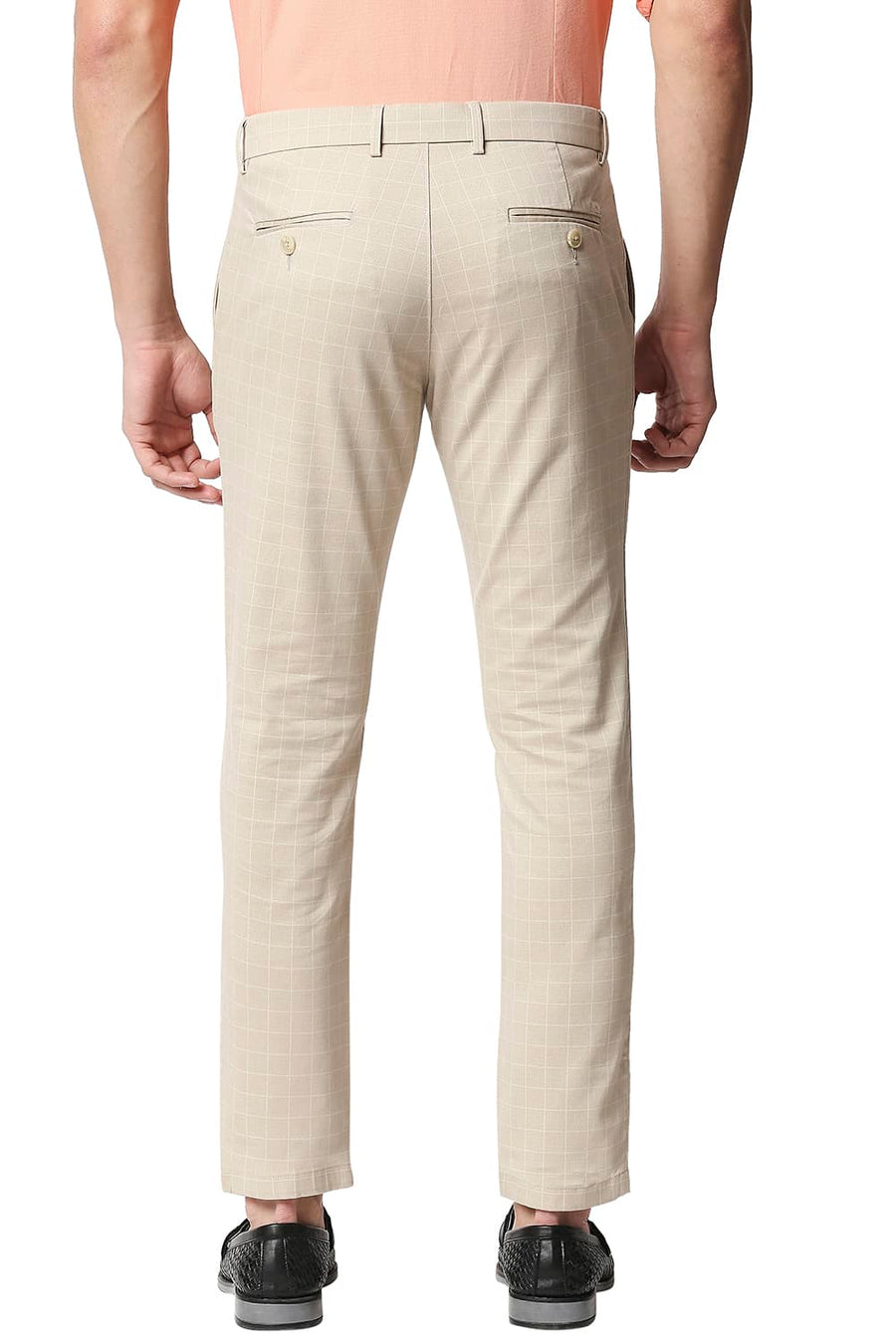 BASICS TAPERED FIT SAND ECRU STRETCH TROUSERS