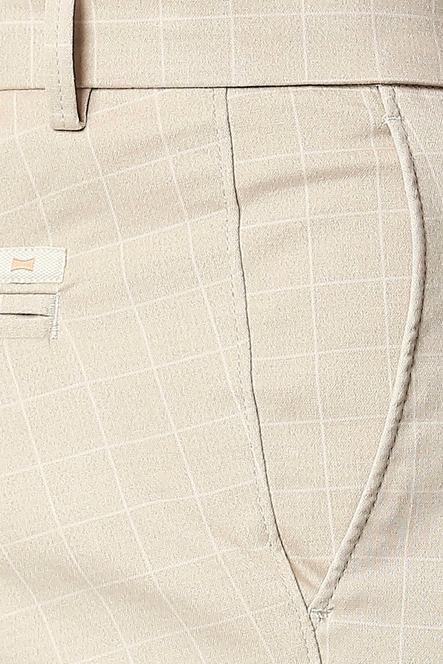 BASICS TAPERED FIT SAND ECRU STRETCH TROUSERS