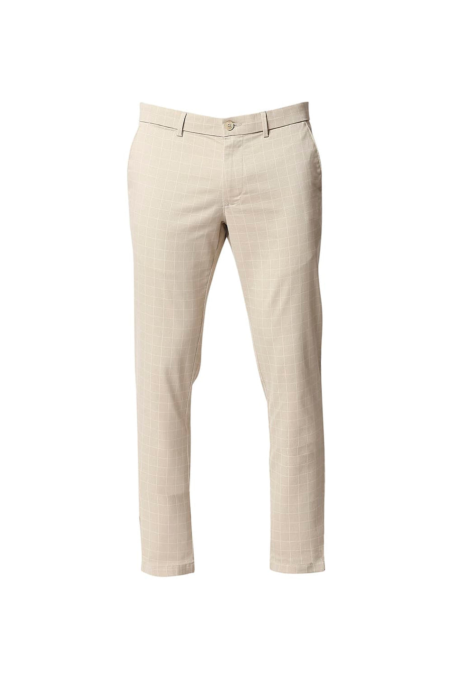BASICS TAPERED FIT SAND ECRU STRETCH TROUSERS