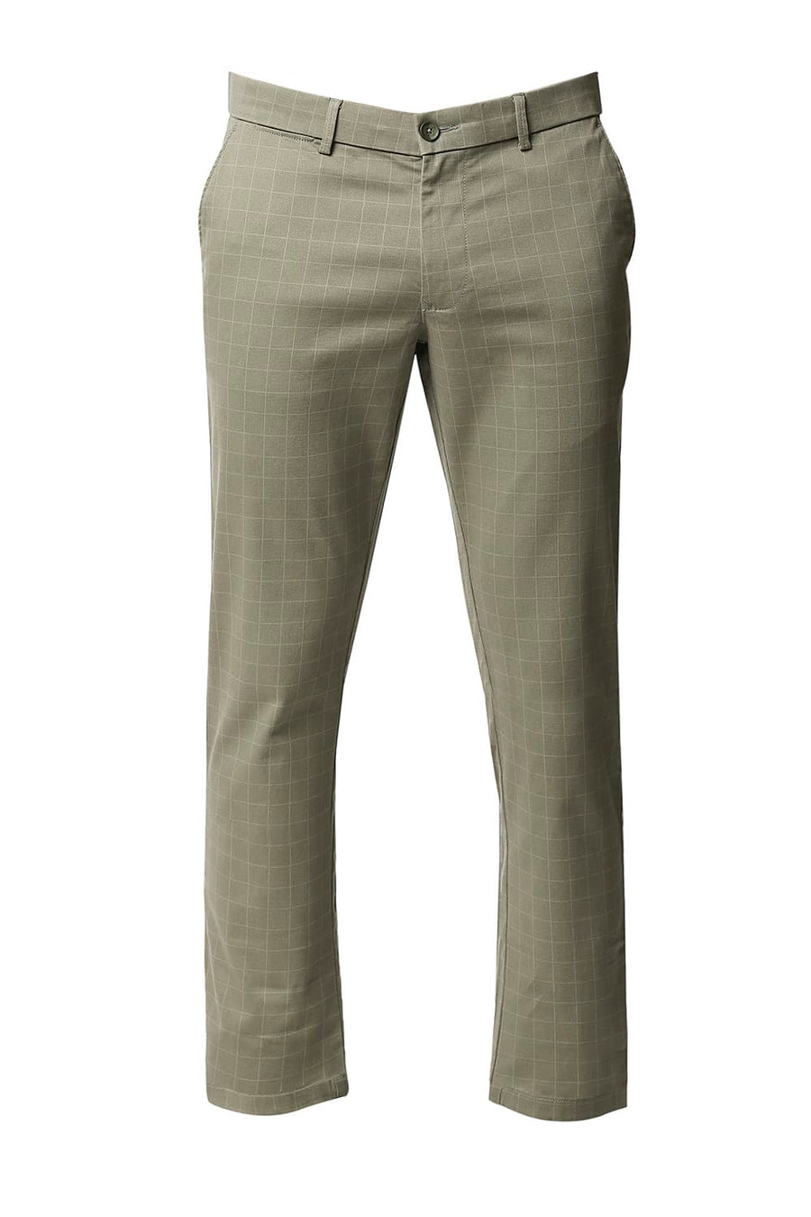 BASICS TAPERED FIT SEAGRASS GREEN STRETCH TROUSERS
