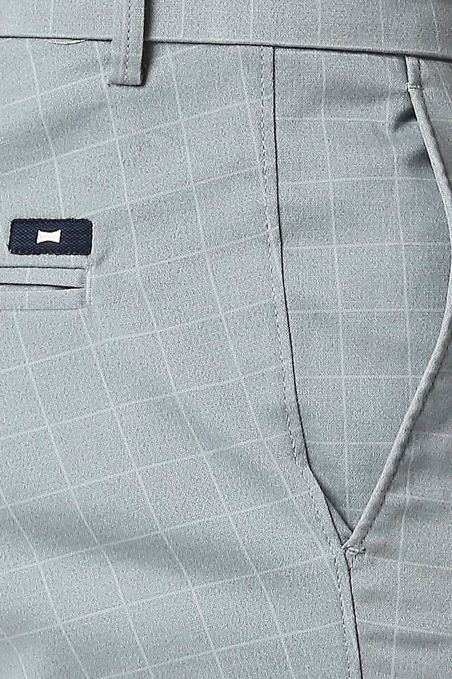 BASICS TAPERED FIT GRAY MIST BLUE STRETCH TROUSERS