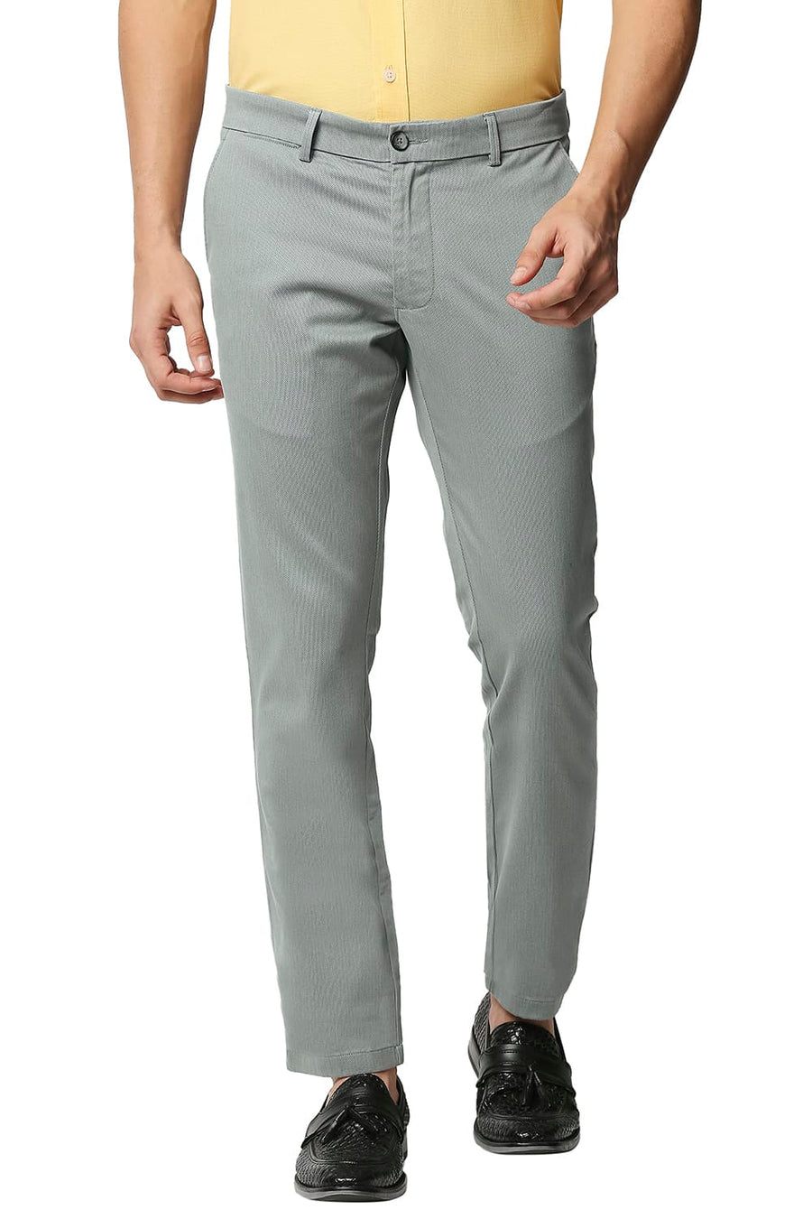 BASICS TAPERED FIT STORM GREY STRETCH TROUSERS