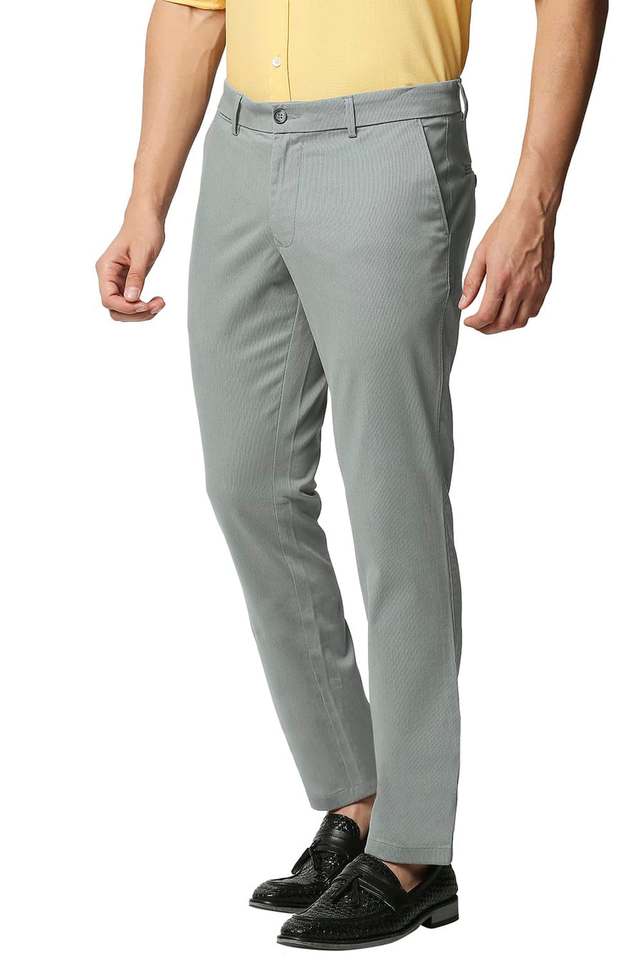 BASICS TAPERED FIT STORM GREY STRETCH TROUSERS