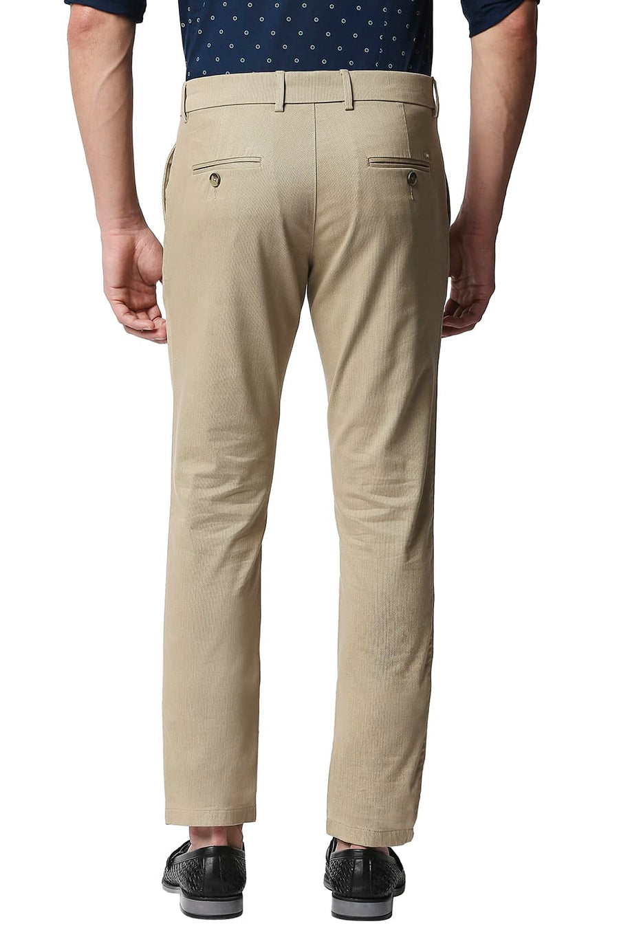 BASICS TAPERED FIT SAFARI KHAKHI STRETCH TROUSERS