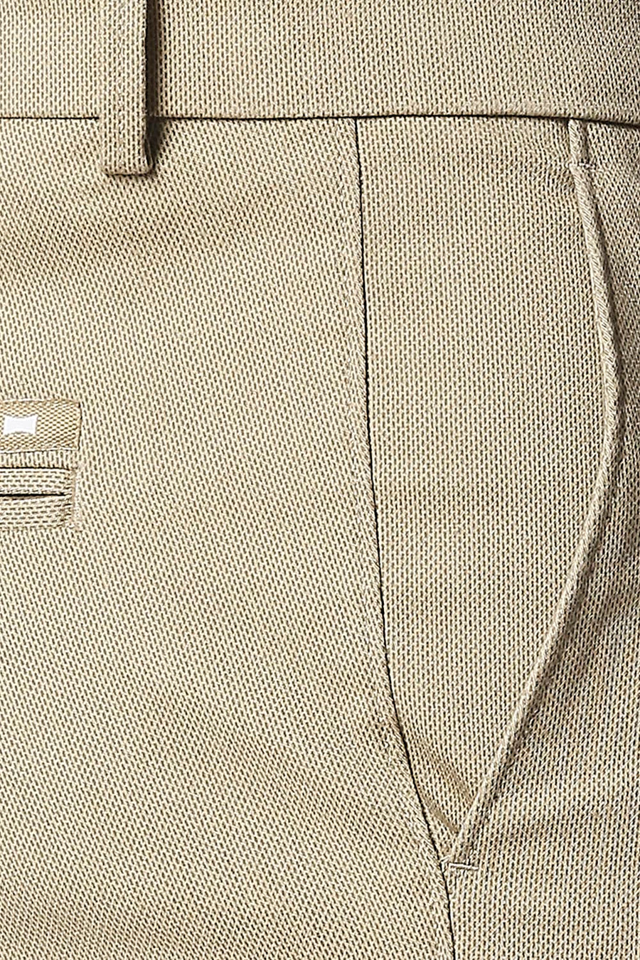 BASICS TAPERED FIT SAFARI KHAKHI STRETCH TROUSERS