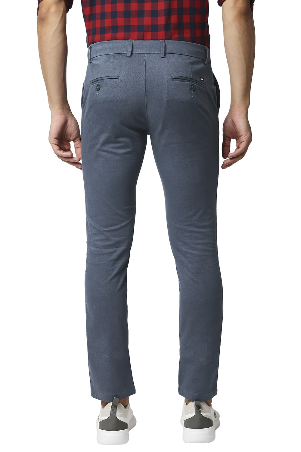 BASICS TAPERED FIT STRETCH PRINTED TROUSERS