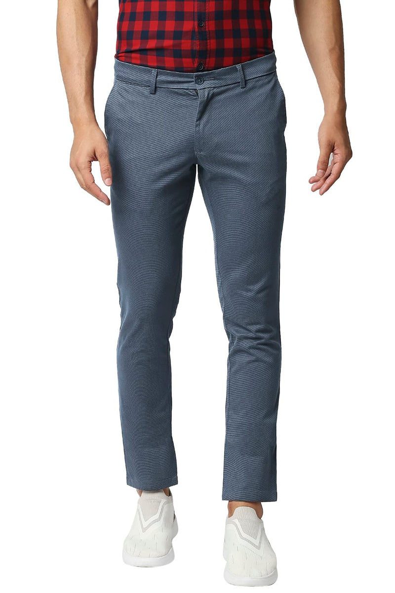 BASICS TAPERED FIT STRETCH PRINTED TROUSERS