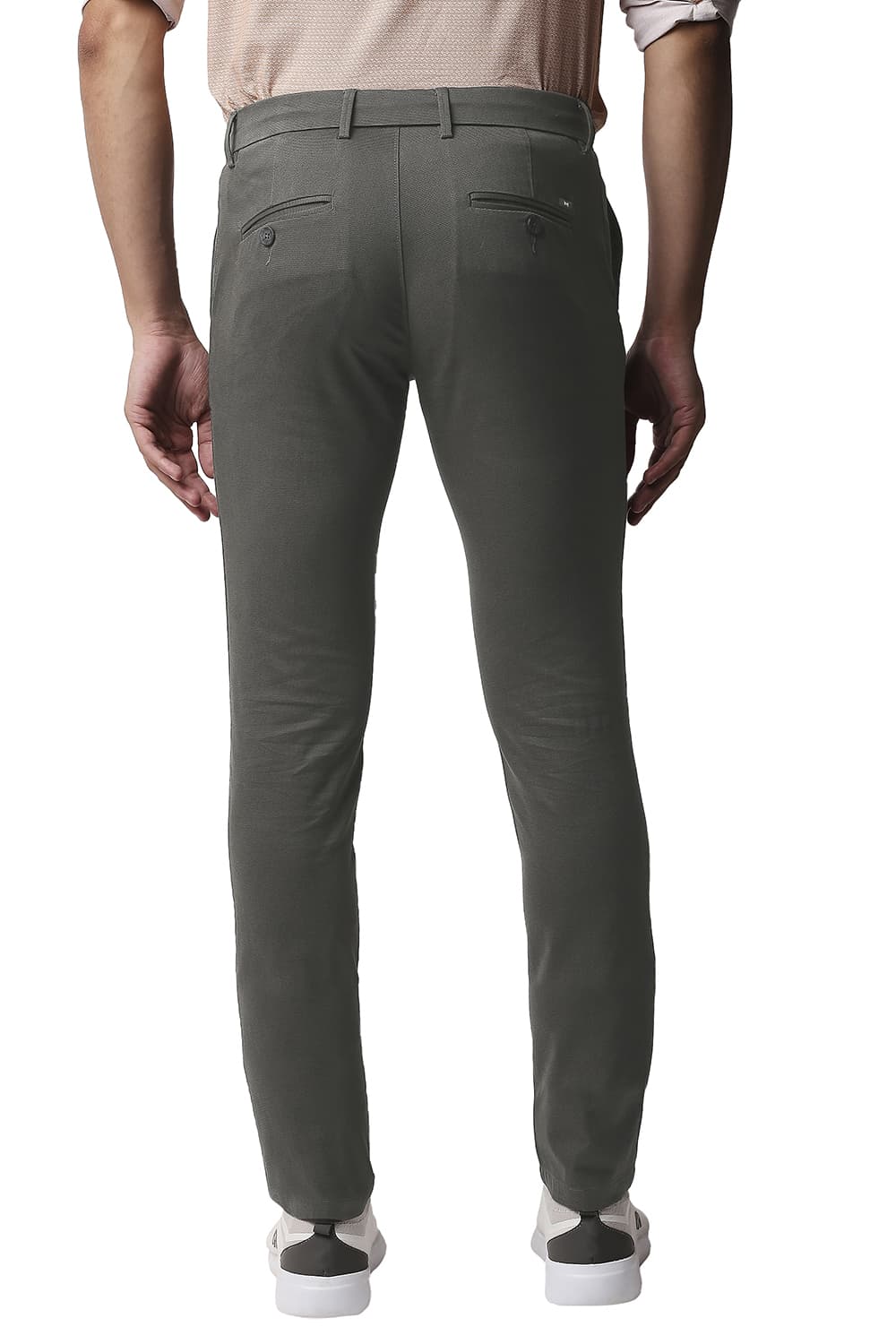 BASICS TAPERED FIT STRETCH PRINTED TROUSERS