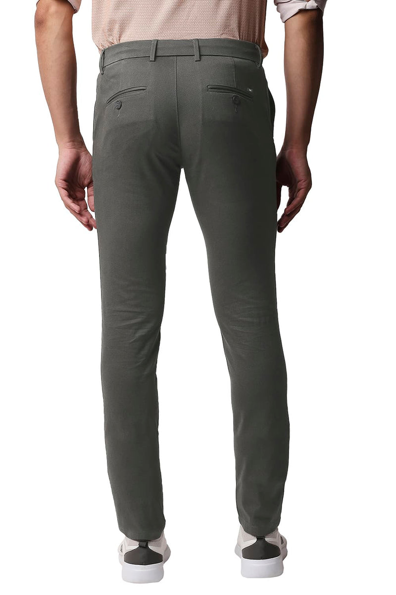 BASICS TAPERED FIT STRETCH PRINTED TROUSERS