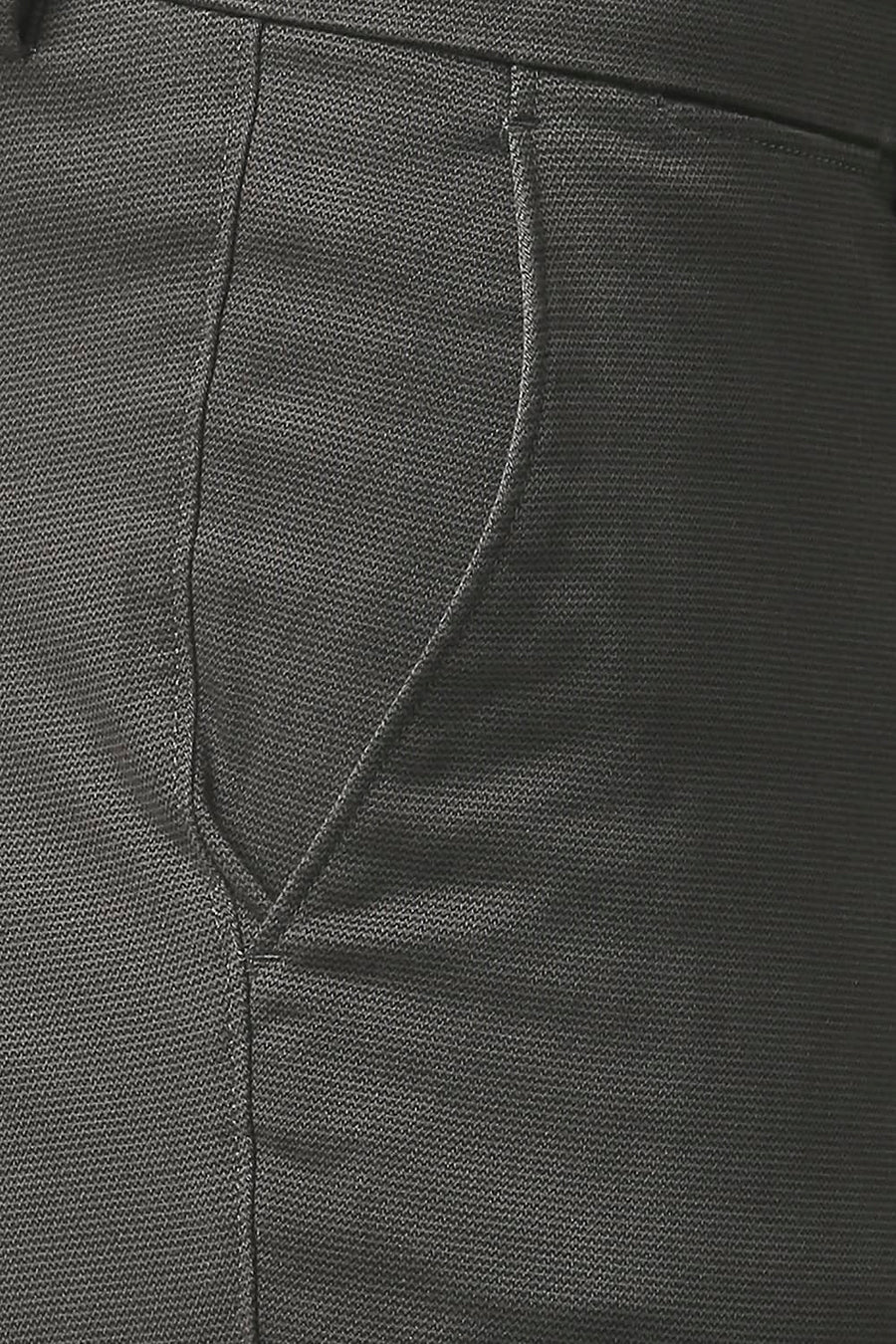 BASICS TAPERED FIT QUILL GREY STRETCH PRINTED TROUSERS