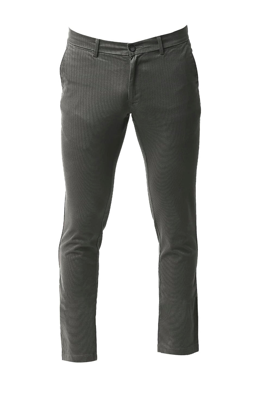 BASICS TAPERED FIT QUILL GREY STRETCH PRINTED TROUSERS