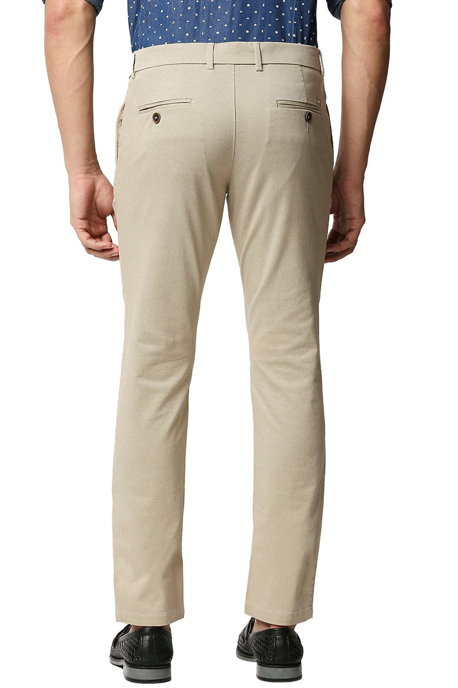 BASICS TAPERED FIT PISTACHIO KHAKHI STRETCH TROUSERS