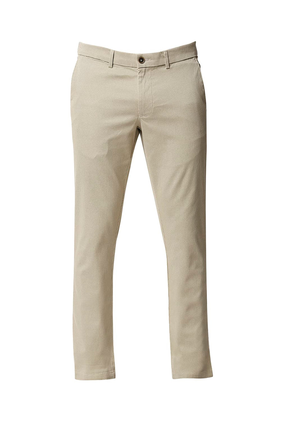 BASICS TAPERED FIT PISTACHIO KHAKHI STRETCH TROUSERS