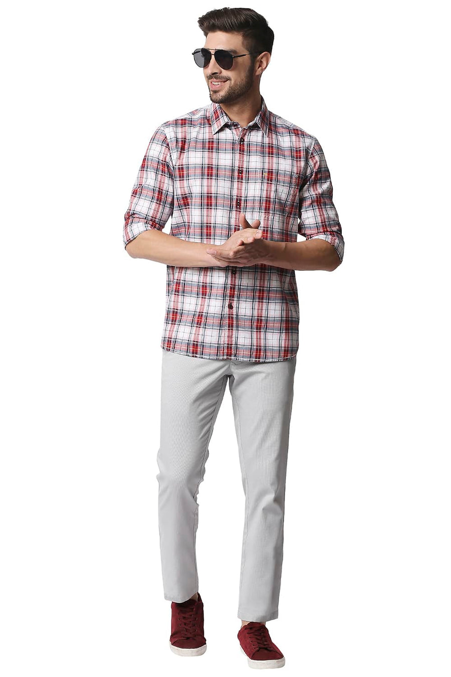 BASICS TAPERED FIT HARBOR GREY STRETCH TROUSERS