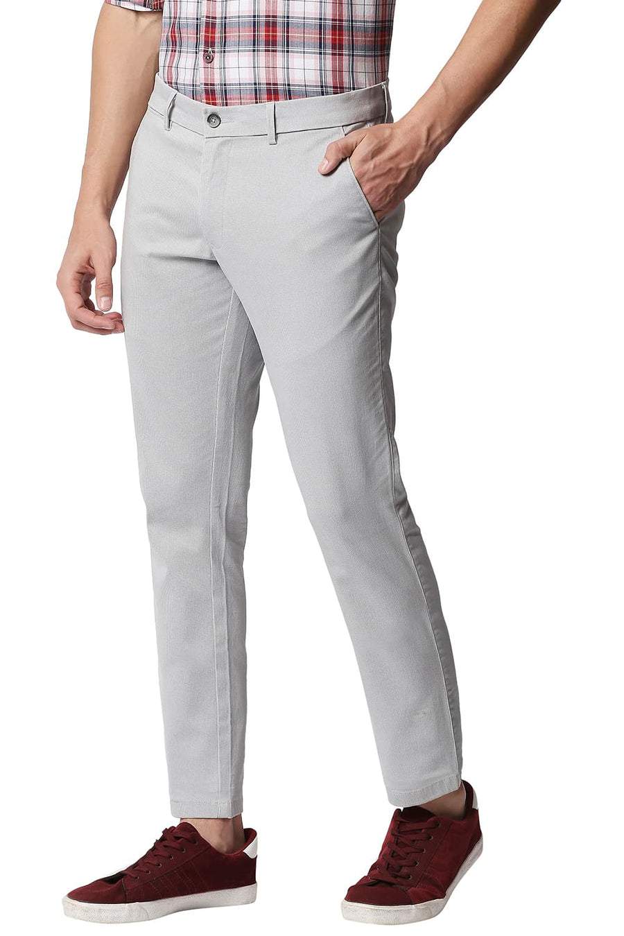 BASICS TAPERED FIT HARBOR GREY STRETCH TROUSERS