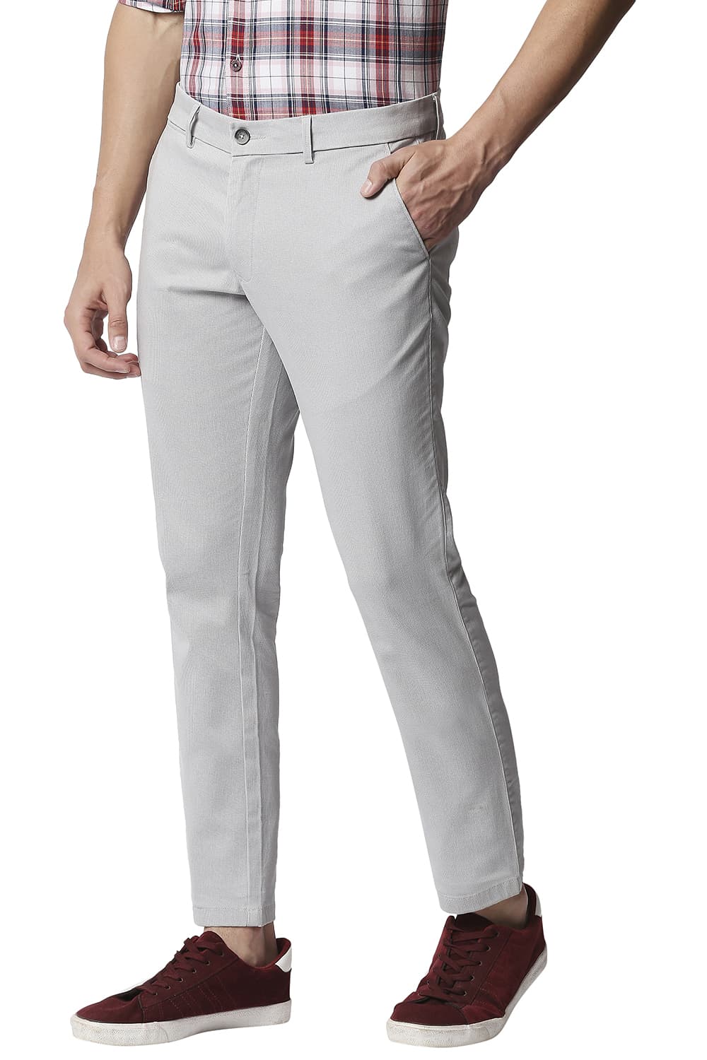 BASICS TAPERED FIT STRETCH TROUSERS