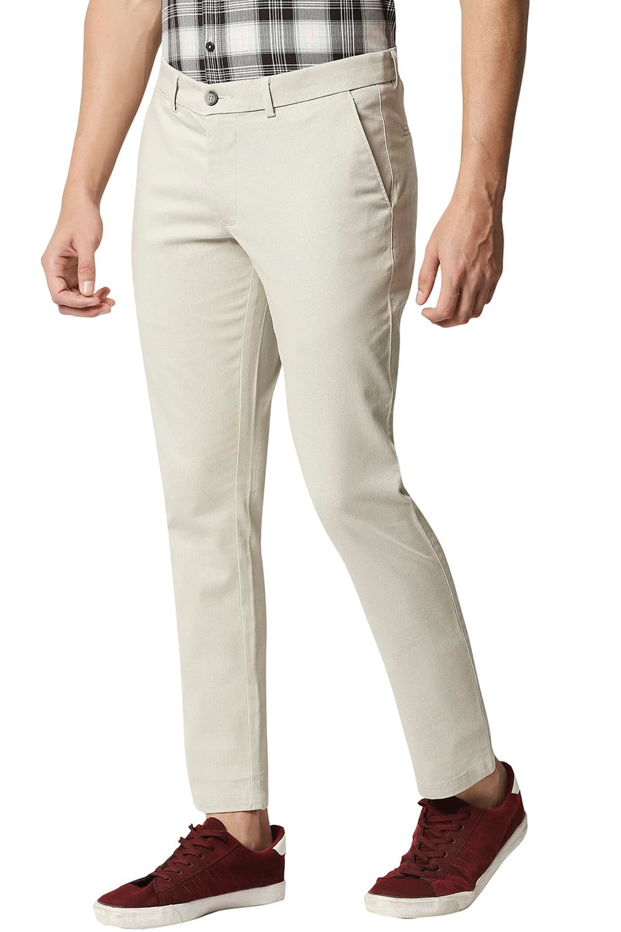 BASICS TAPERED FIT TOFU STONE STRETCH TROUSERS