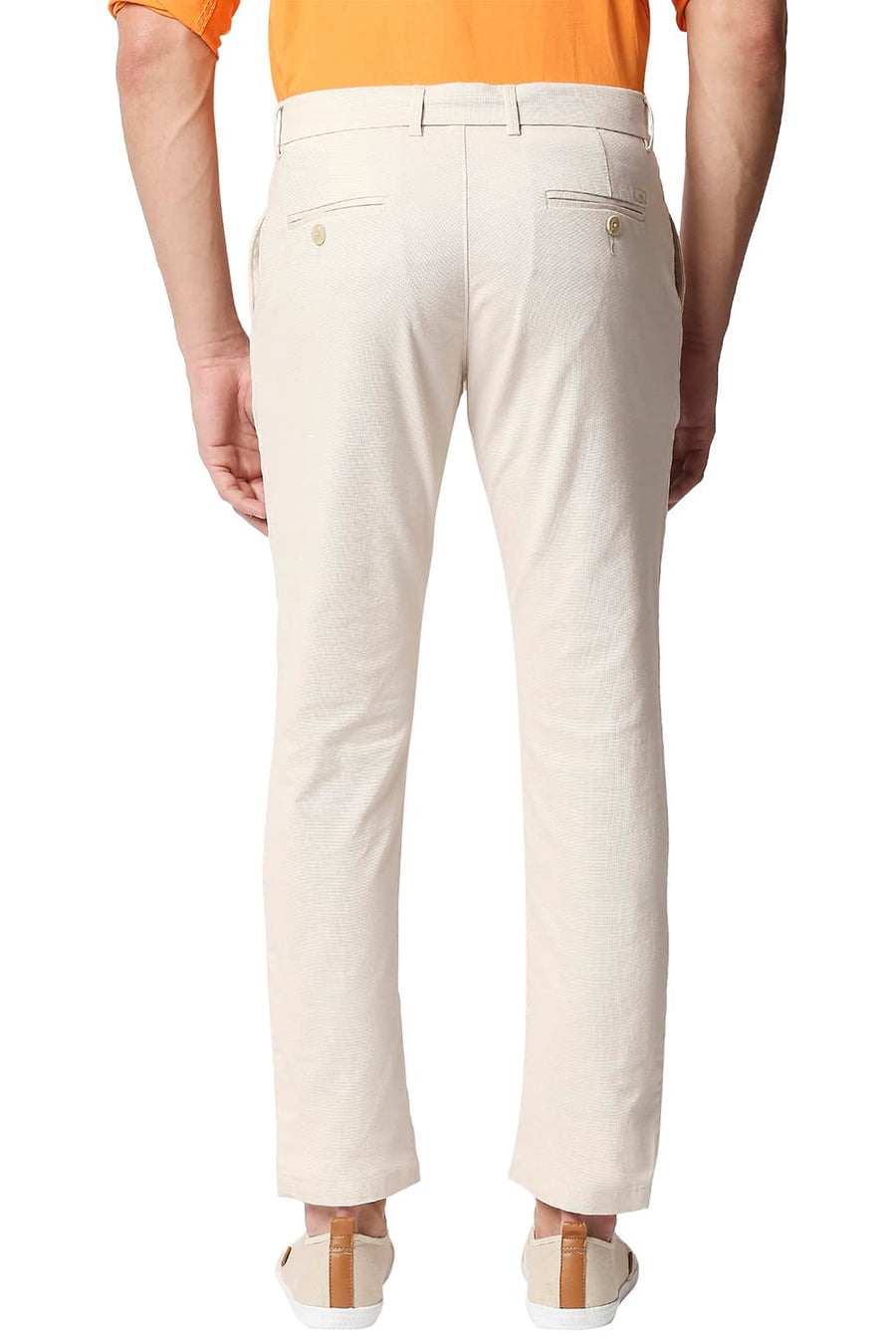 BASICS TAPERED FIT SANDSHELL ECRU STRETCH TROUSERS