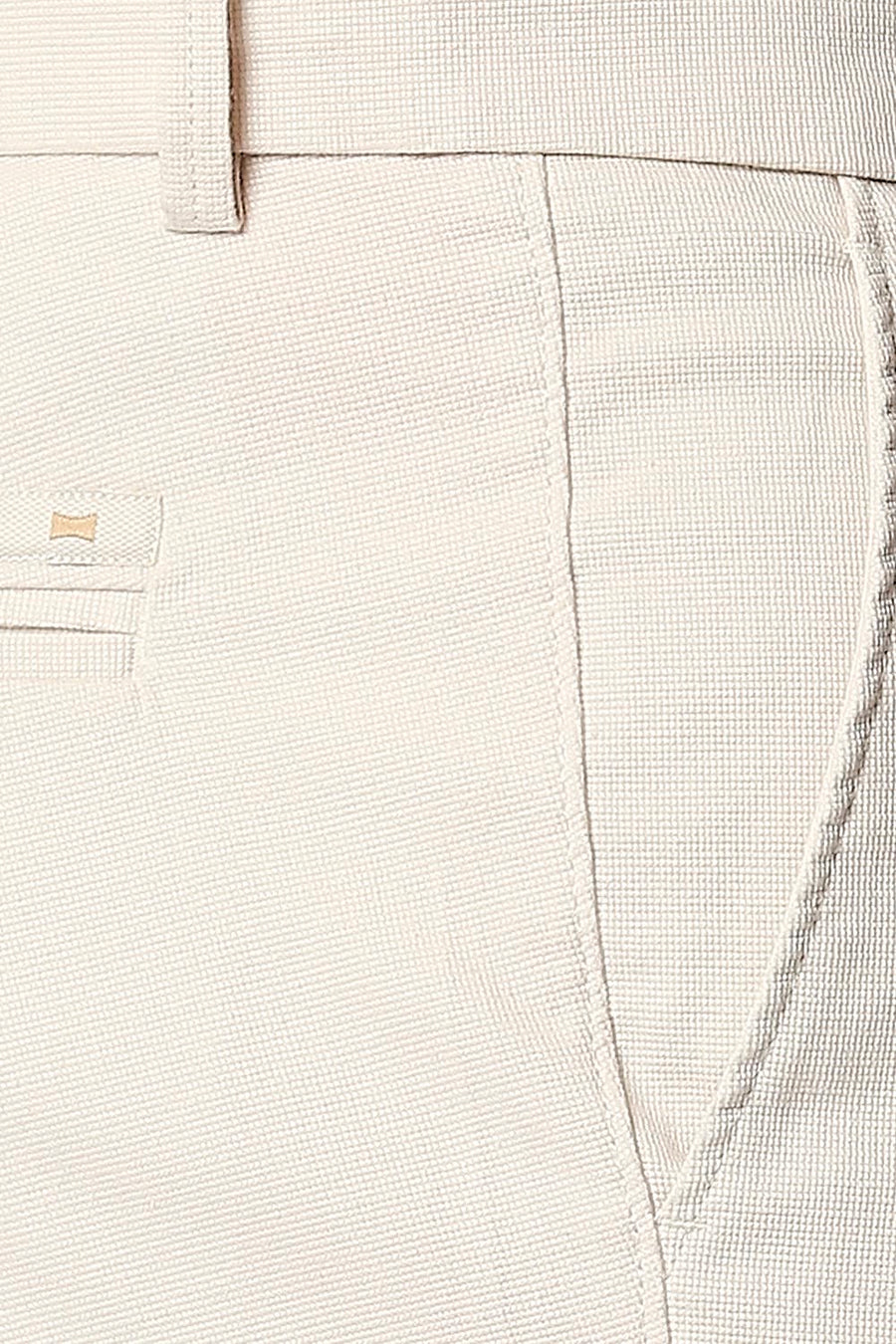 BASICS TAPERED FIT SANDSHELL ECRU STRETCH TROUSERS
