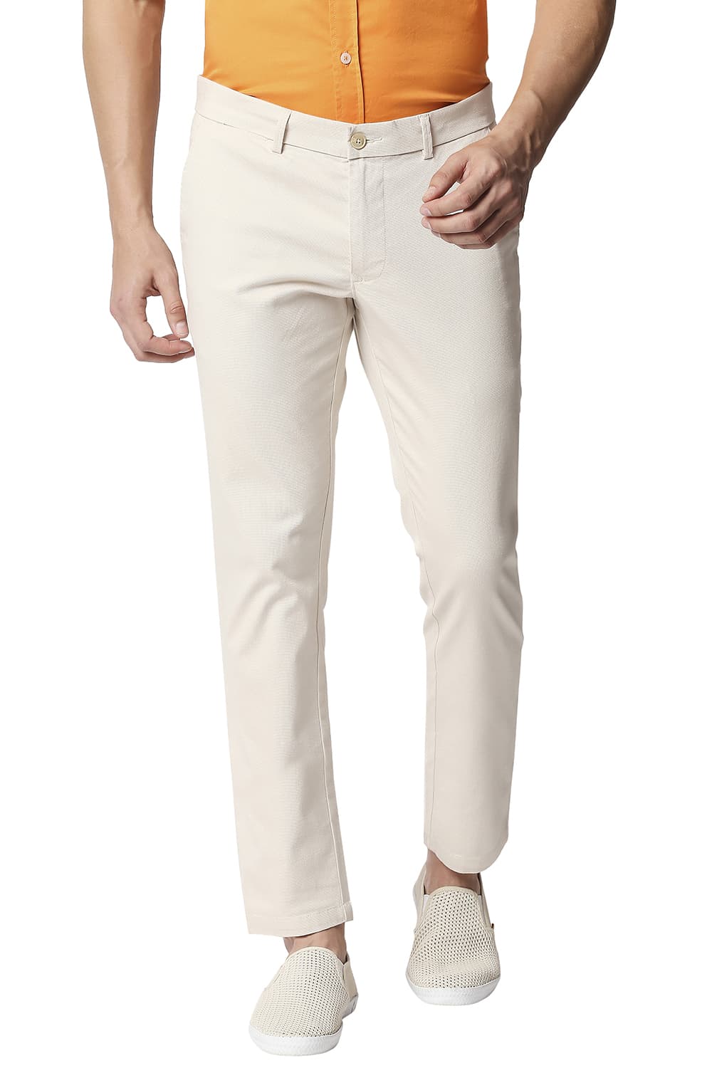 BASICS TAPERED FIT STRETCH TROUSERS