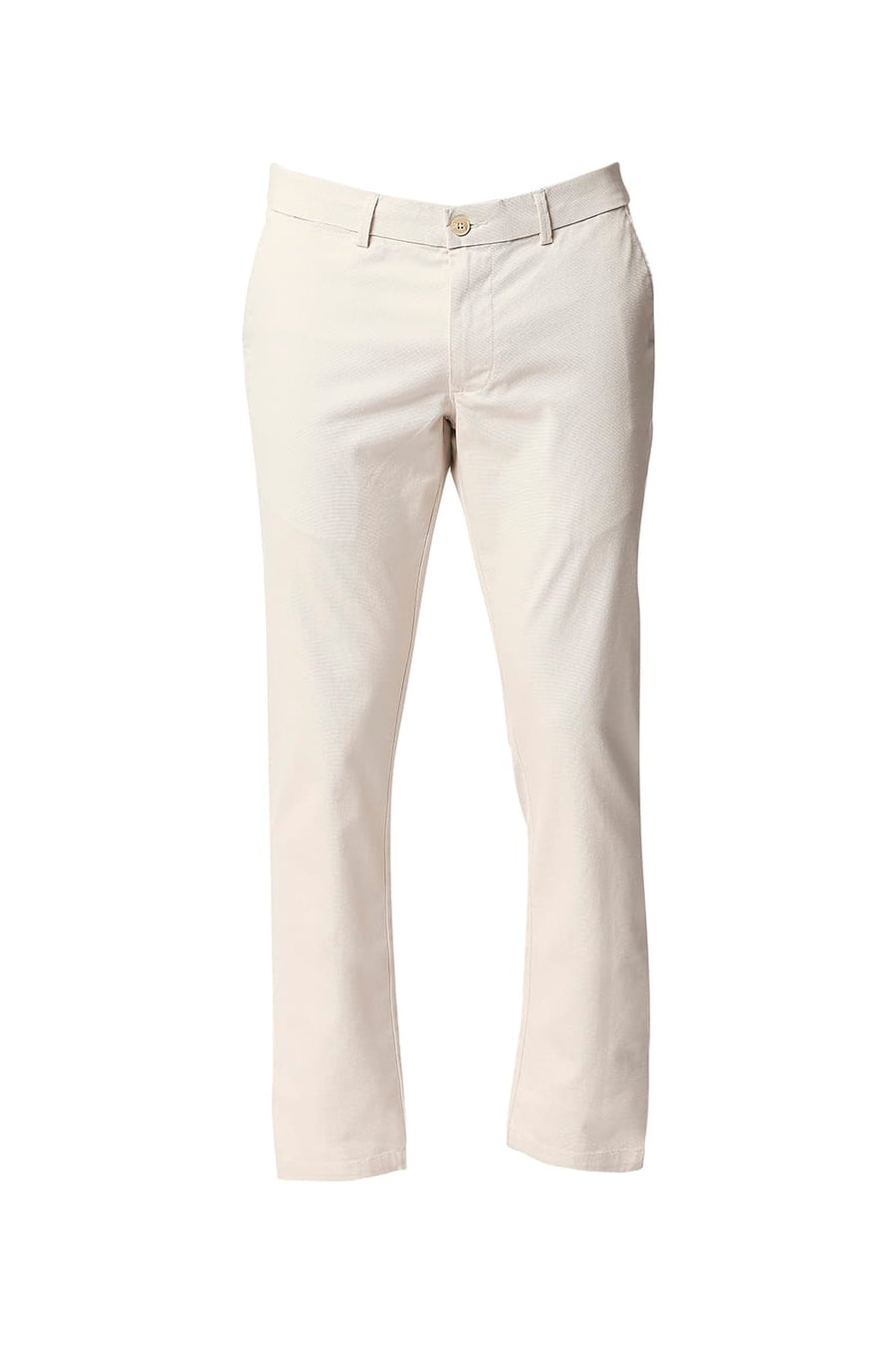 BASICS TAPERED FIT SANDSHELL ECRU STRETCH TROUSERS