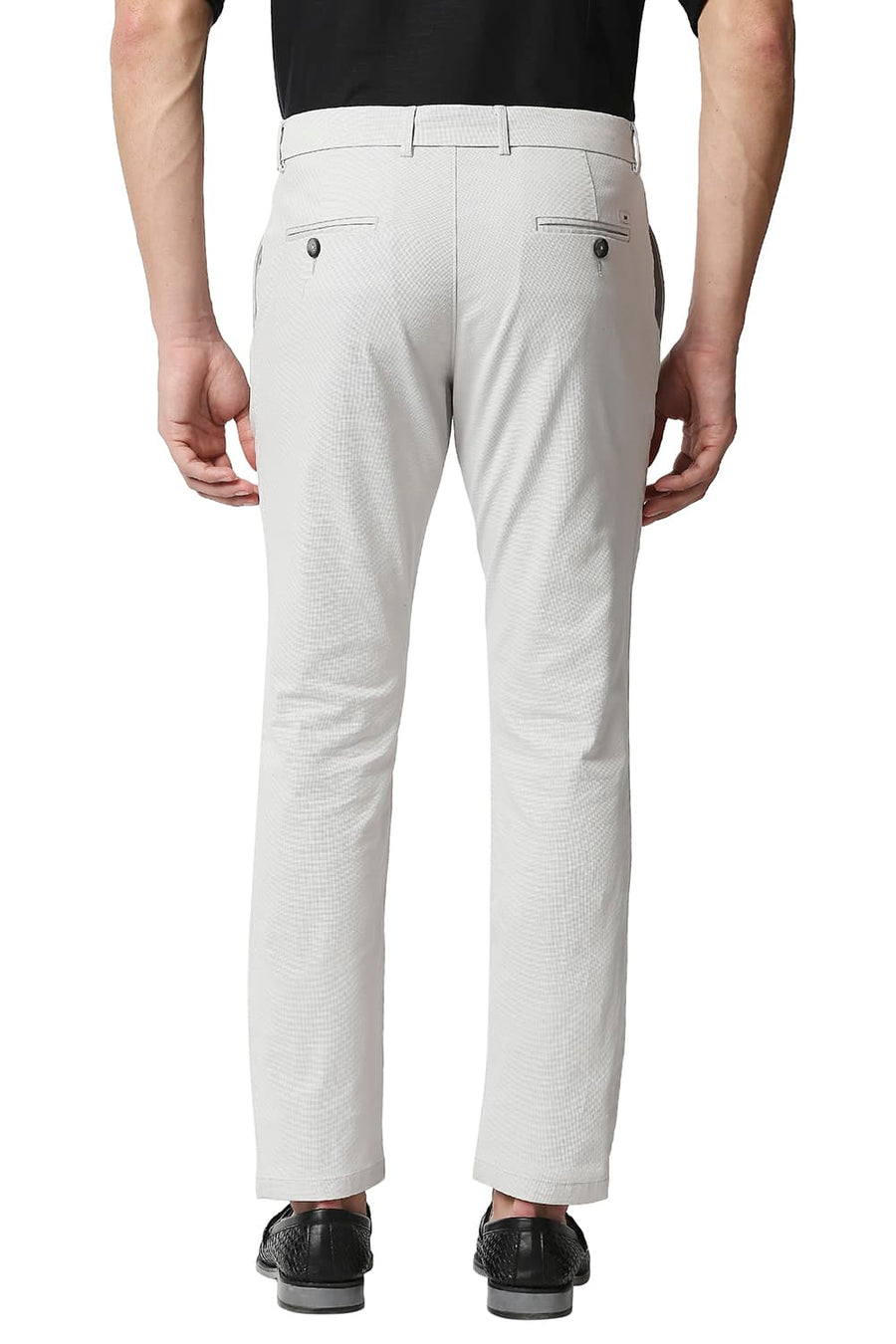 BASICS TAPERED FIT OYSTER GREY STRETCH TROUSERS