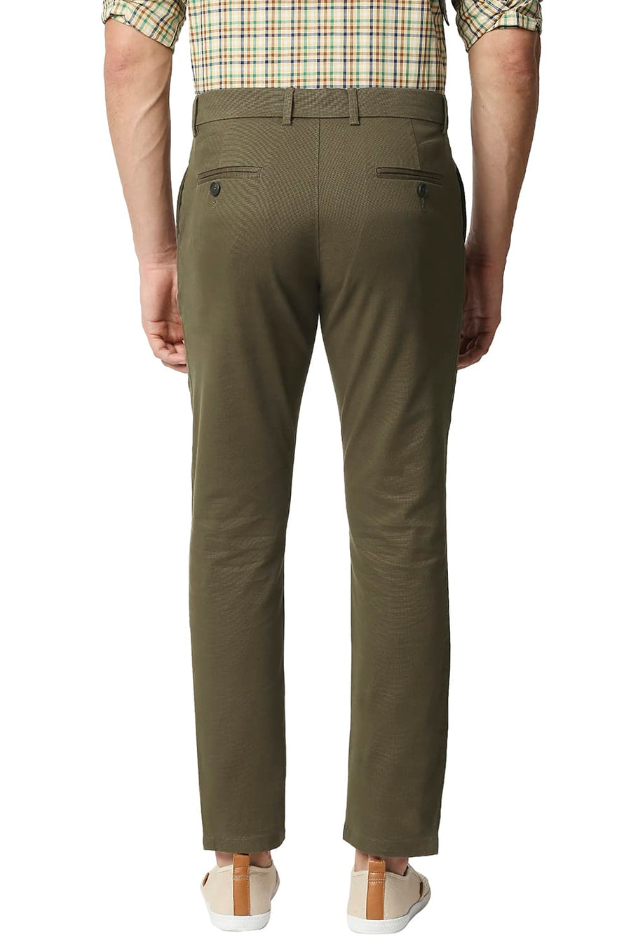 BASICS TAPERED FIT COCOA BROWN STRETCH TROUSERS