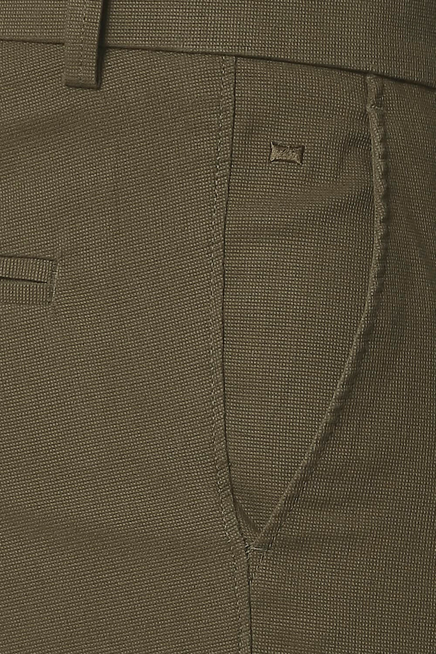 BASICS TAPERED FIT COCOA BROWN STRETCH TROUSERS