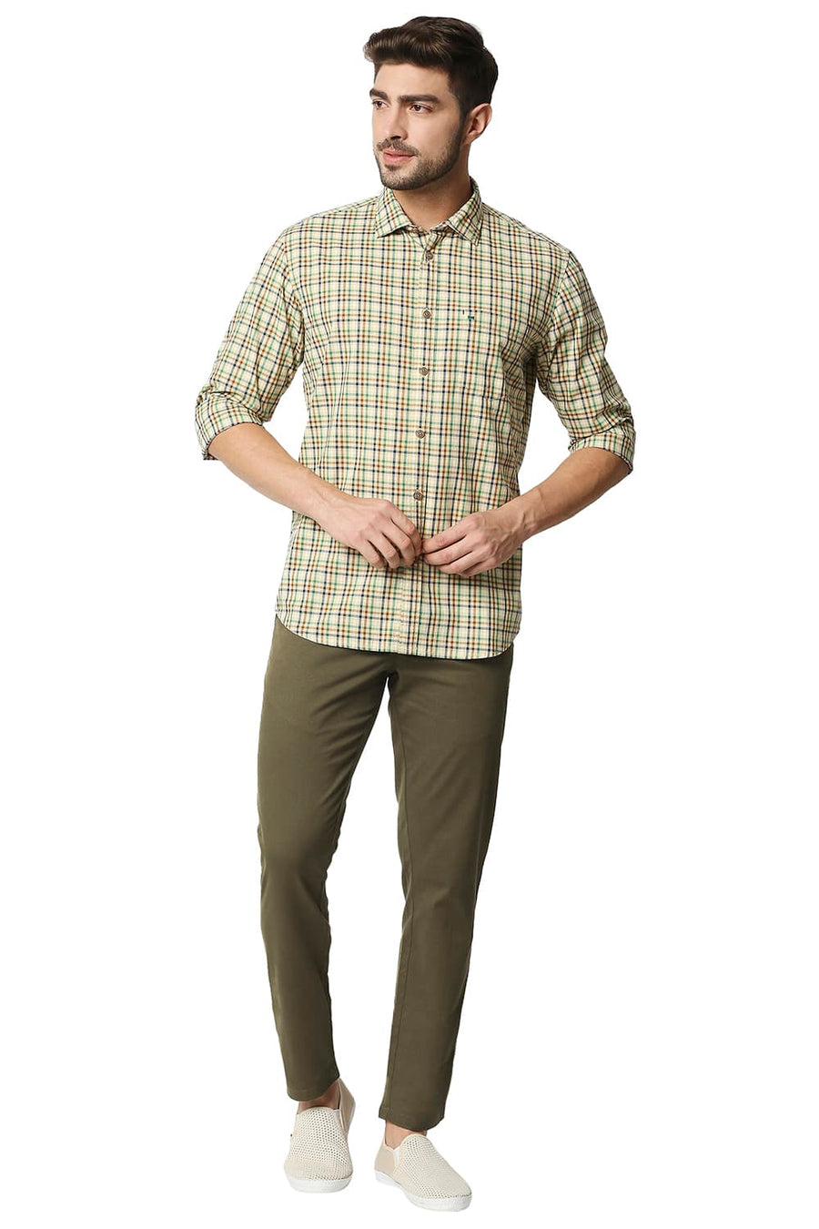 BASICS TAPERED FIT COCOA BROWN STRETCH TROUSERS