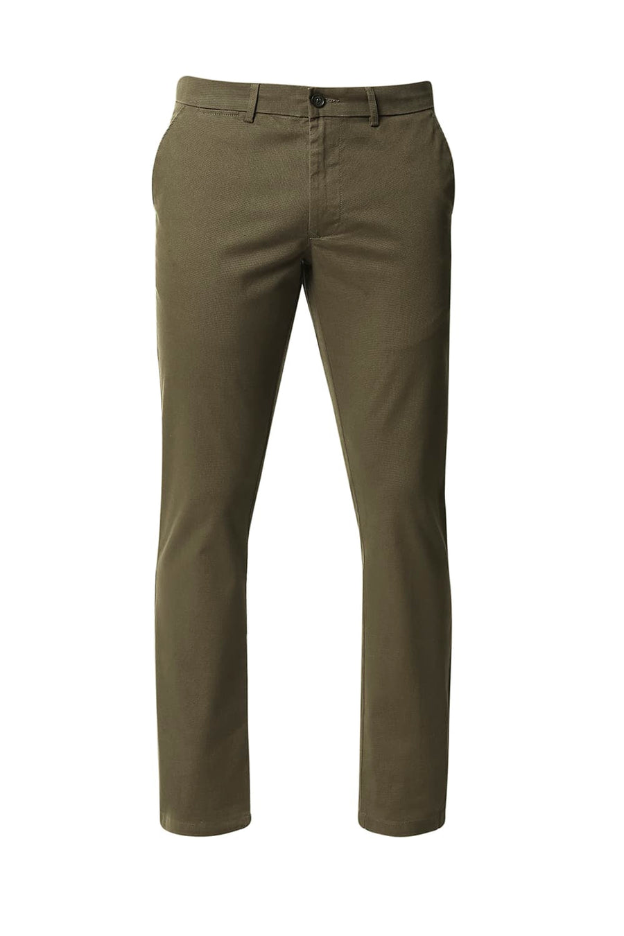 BASICS TAPERED FIT COCOA BROWN STRETCH TROUSERS