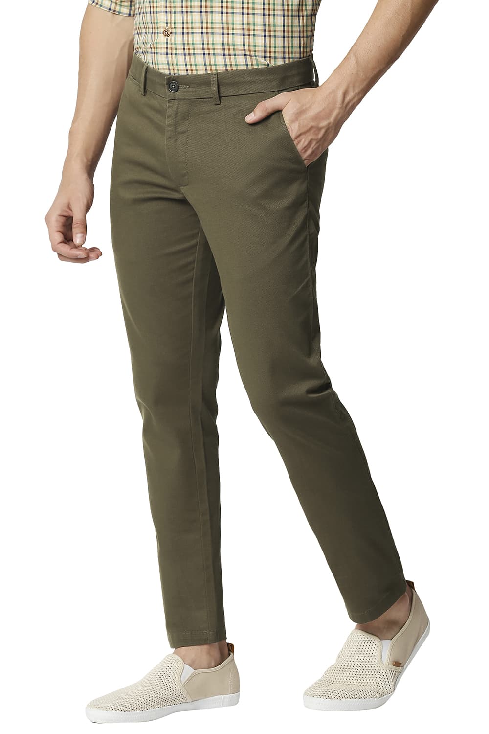 BASICS TAPERED FIT STRETCH TROUSERS