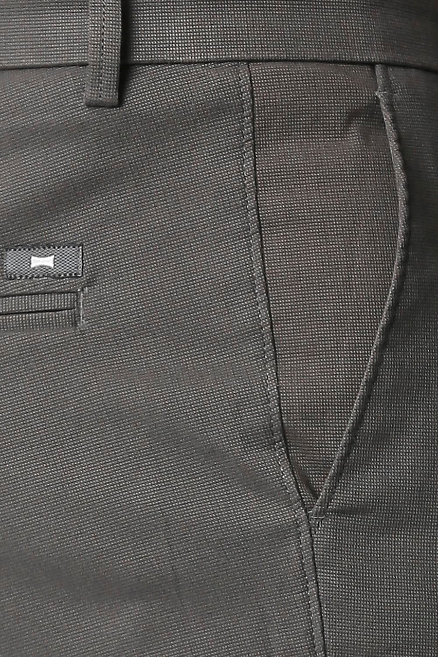 BASICS TAPERED FIT GUNMETAL GREY STRETCH TROUSERS