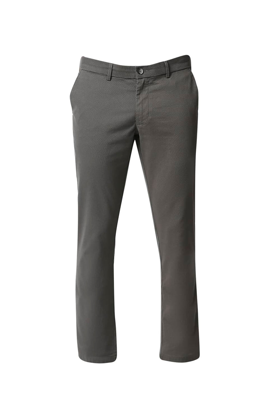 BASICS TAPERED FIT GUNMETAL GREY STRETCH TROUSERS