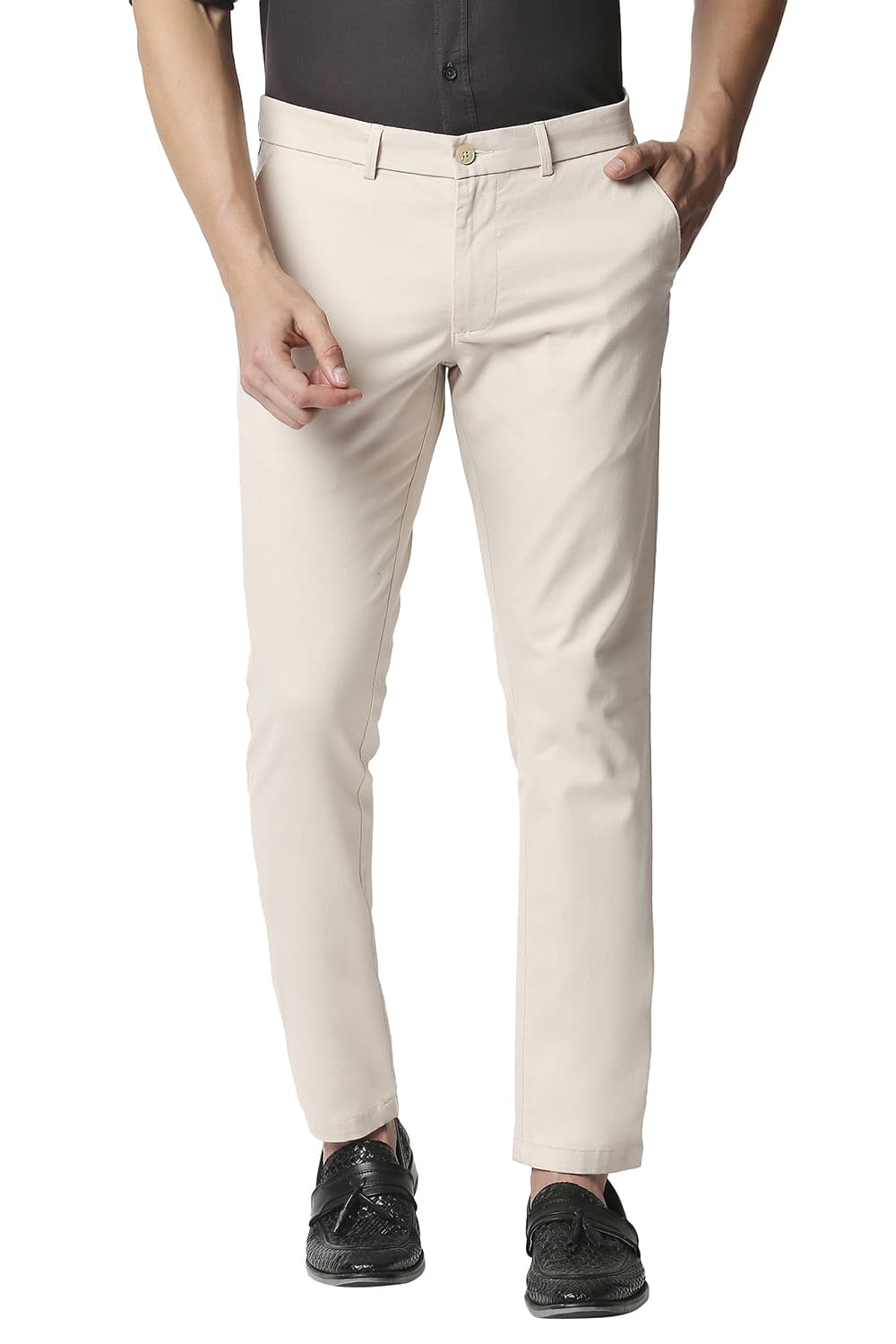 BASICS TAPERED FIT STRETCH TROUSERS