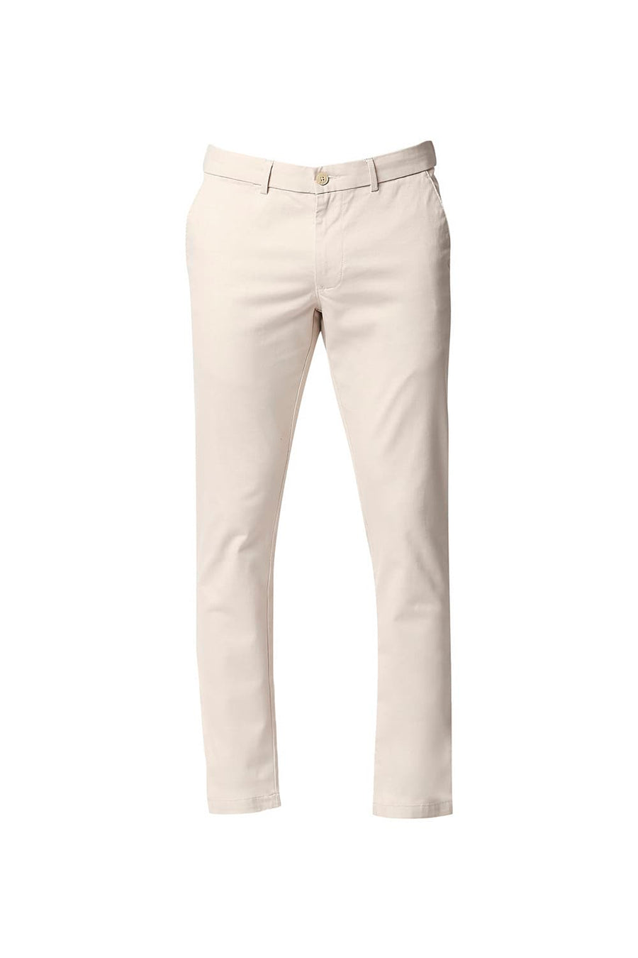 BASICS TAPERED FIT SEA SALT BEIGE STRETCH TROUSERS