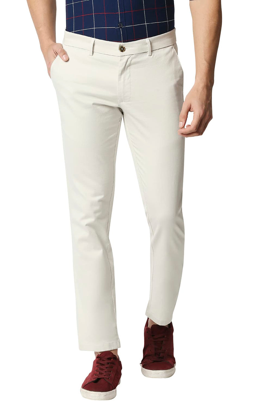BASICS TAPERED FIT VAPOROUS ECRU STRETCH TROUSERS