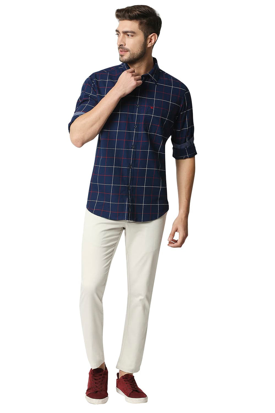 BASICS TAPERED FIT VAPOROUS ECRU STRETCH TROUSERS