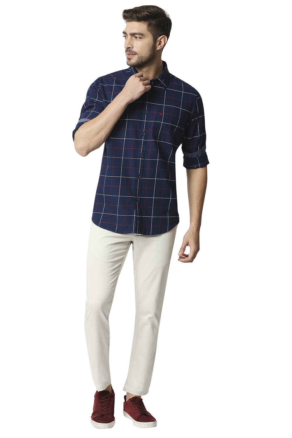 BASICS TAPERED FIT STRETCH TROUSERS