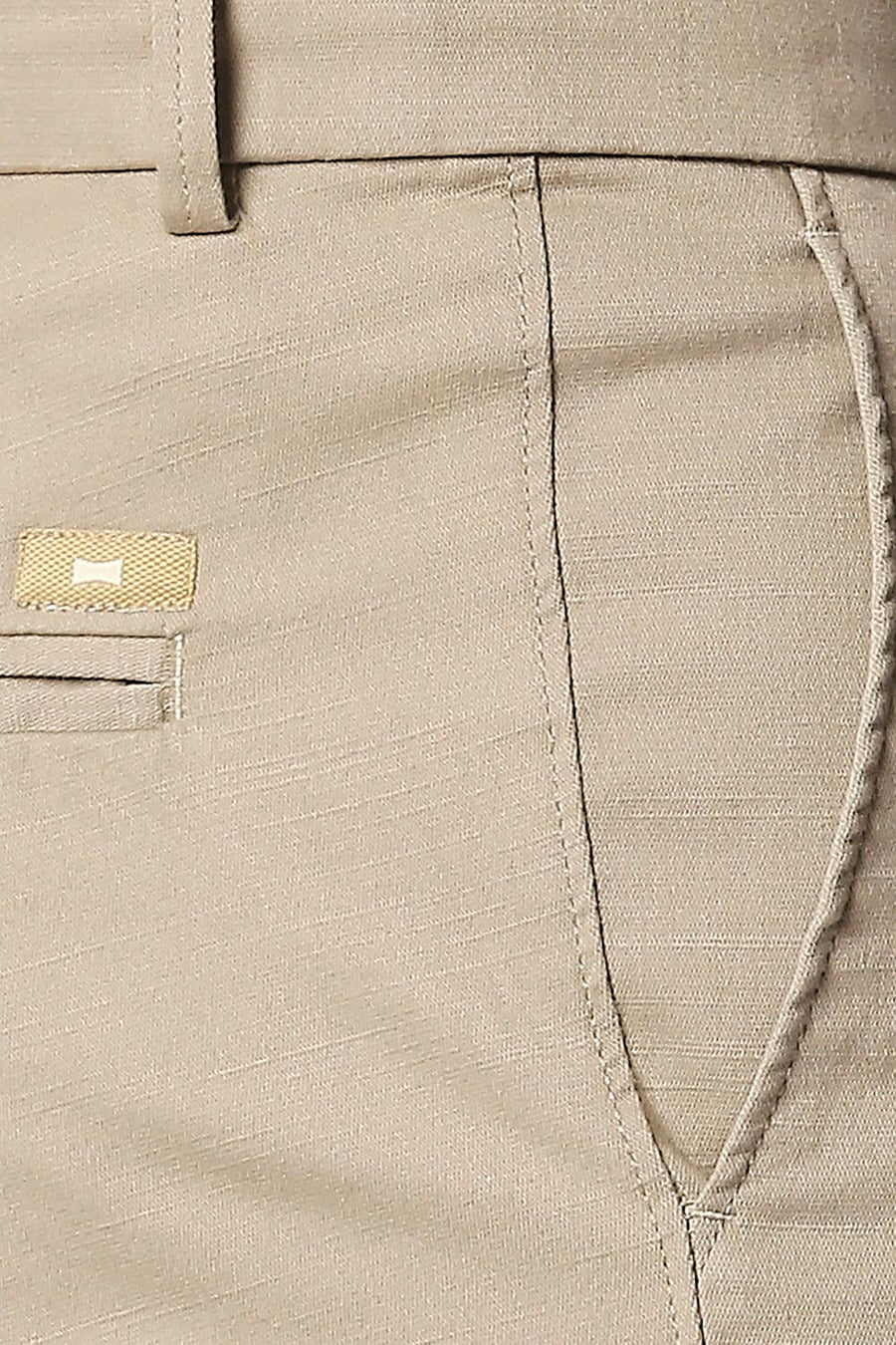 BASICS TAPERED FIT TRAVERTINE KHAKI STRETCH TROUSERS