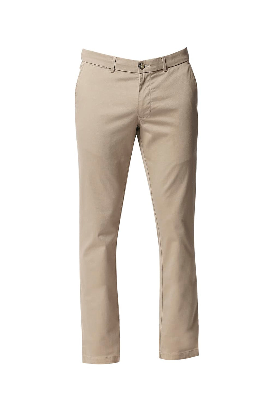 BASICS TAPERED FIT TRAVERTINE KHAKI STRETCH TROUSERS